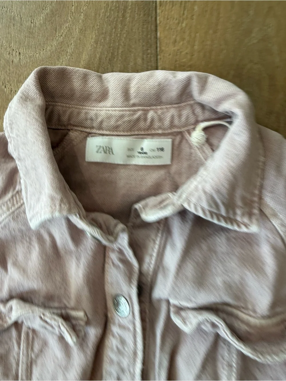 Zara kids Light pink Jean Button-Front Shirt Dress with Belt size 6